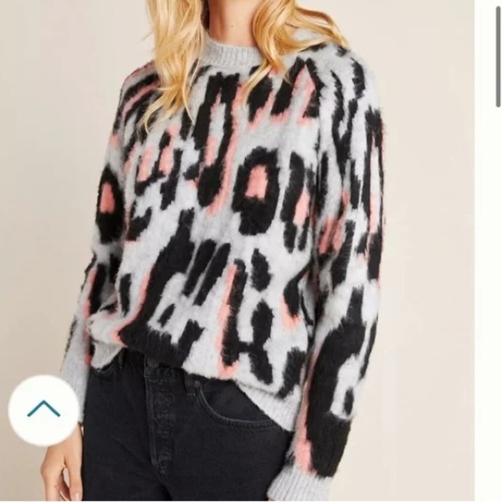 Anthropologie Gisella Cheetah Print Crewneck Sweater Sz S